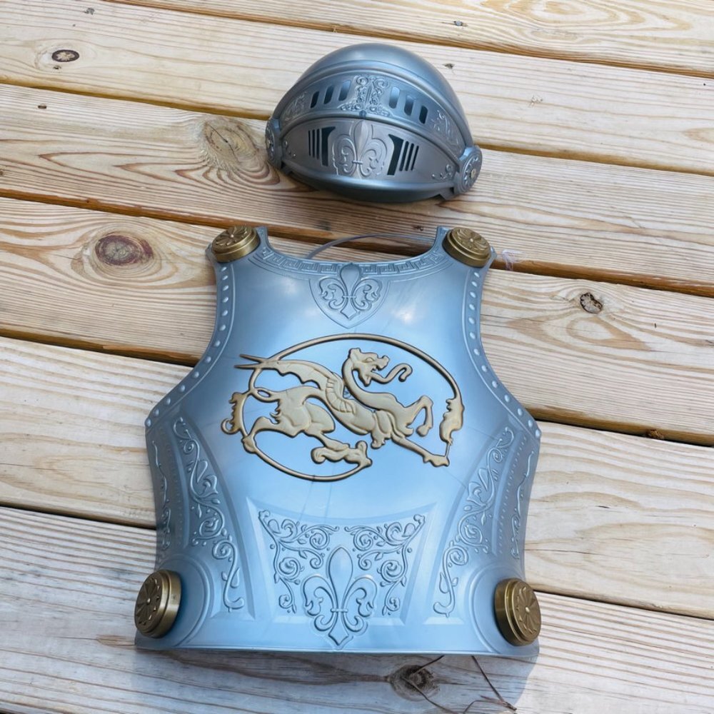 KIDS COSTUME: Medieval Knight armor Vest & Helmet Renaissance Era Dress Up